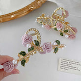 Impression Pack of 12 Pcs Pearl Flower Style Hair Clutcher Beads Hair Clutcher Metal Hair Clutcher